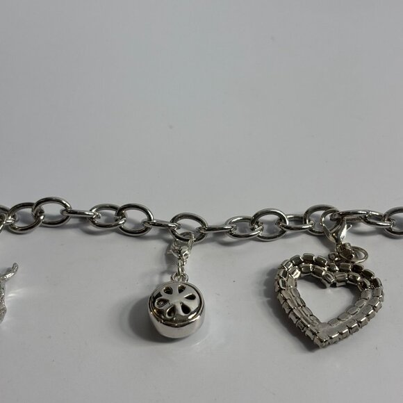 Y2K Charm Bracelet in Silver Tone with Cute Charms Dog Heart Rhinestone - Picture 9 of 12